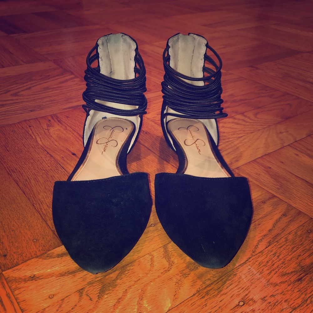 Ankle Strap Velvet Flats